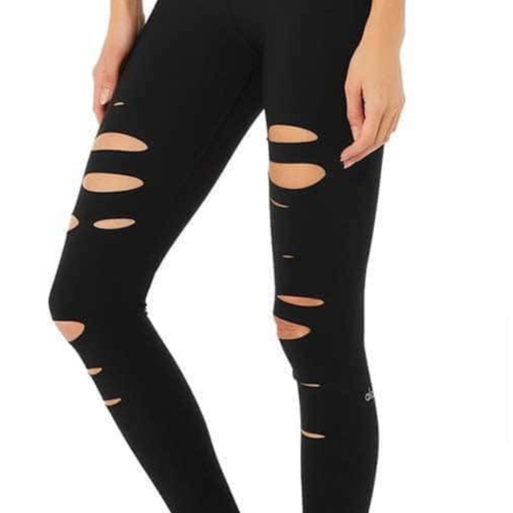 ALO Yoga Black Distressed Leggings